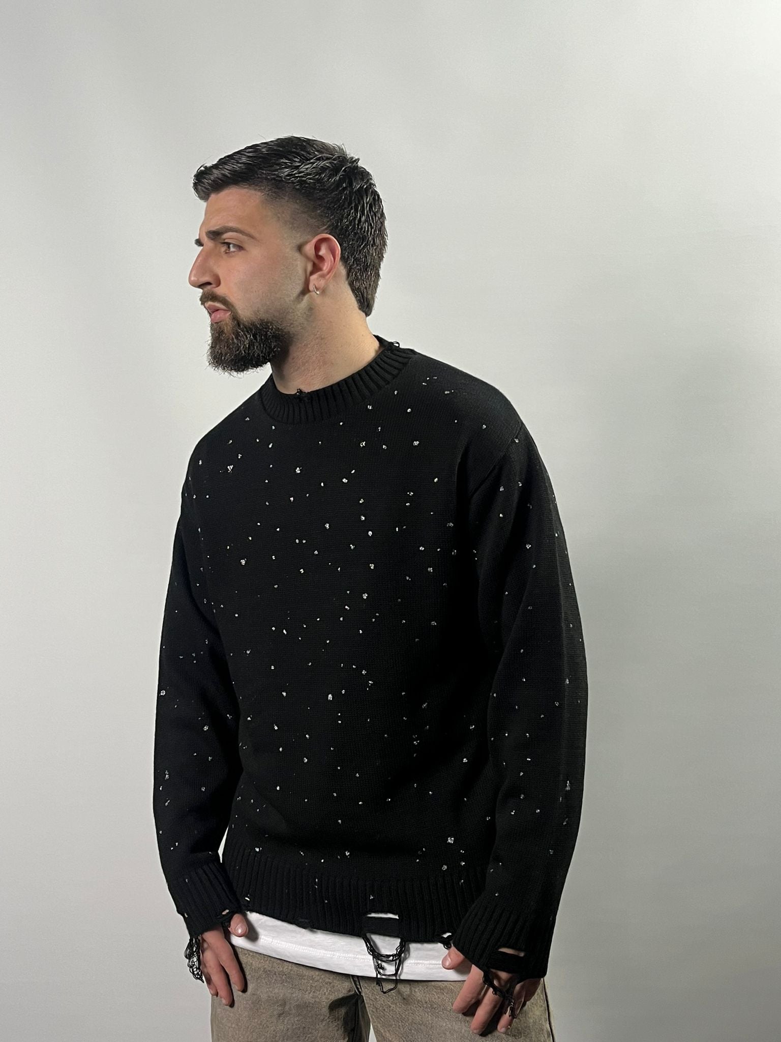 Maglione Glitter Sfrangiato